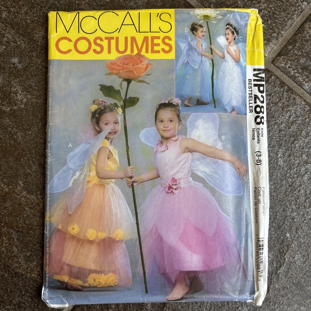 McCALL'S P288-3365 GIRLS FLOWER FAIRY COSTUME PATTERN UNCUT SIZES 3-8